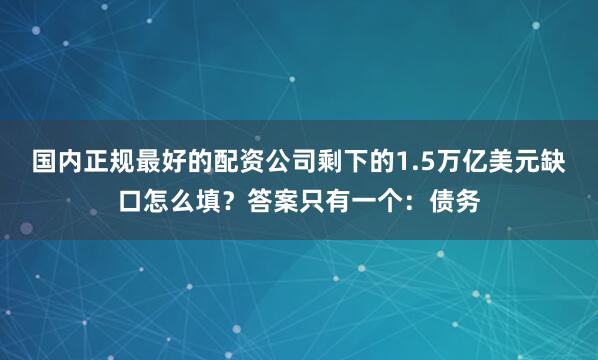国内正规最好的配资公司剩下的1.5万亿美元缺口怎么填？答案只有一个：债务